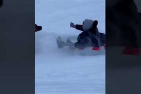 Dog Runs And Jumps Over Pet Parents While Sledding