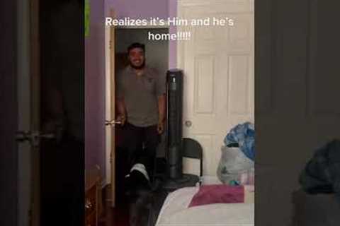 Woman Surprises Husband with Adorable Foster Pup! #Dogs #Shorts