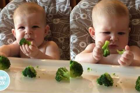 Funny Baby First Time Eating Broccoli *hilarious reaction*