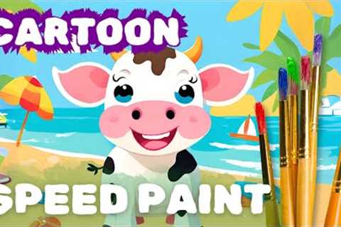 Cute Baby Cow Cartoons 🎨 Speed Paint 🖌️ Painting Time Lapse 🖼️ Adorable Baby Animals