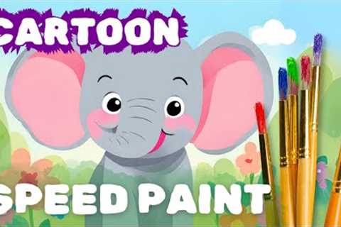 Cute Baby Elephant Cartoons 🎨 Speed Paint 🖌️ Painting Time Lapse 🖼️ Adorable Baby Animals