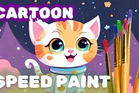 Adorable Cartoon Kittens 🎨 Speed Paint 🖌️ Painting Time Lapse 🖼️ Adorable Baby Animals