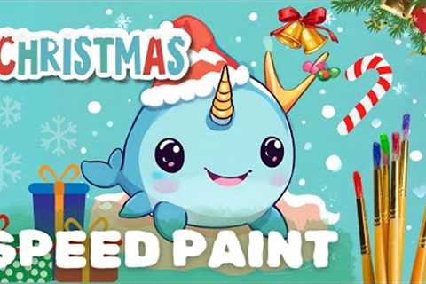 Cute Christmas Arctic Animal Cartoons 🎨 Speed Paint 🖌️ Painting Time Lapse 🖼️ Adorable Baby Animals