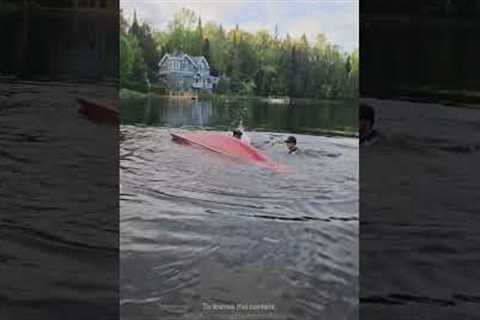 Dog Flips Kayak Trying To Reach Toy!