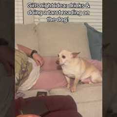 Funny Girls Do Tarot Reading On Dog